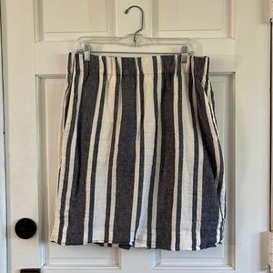 Blue and White Striped Linen Skirt